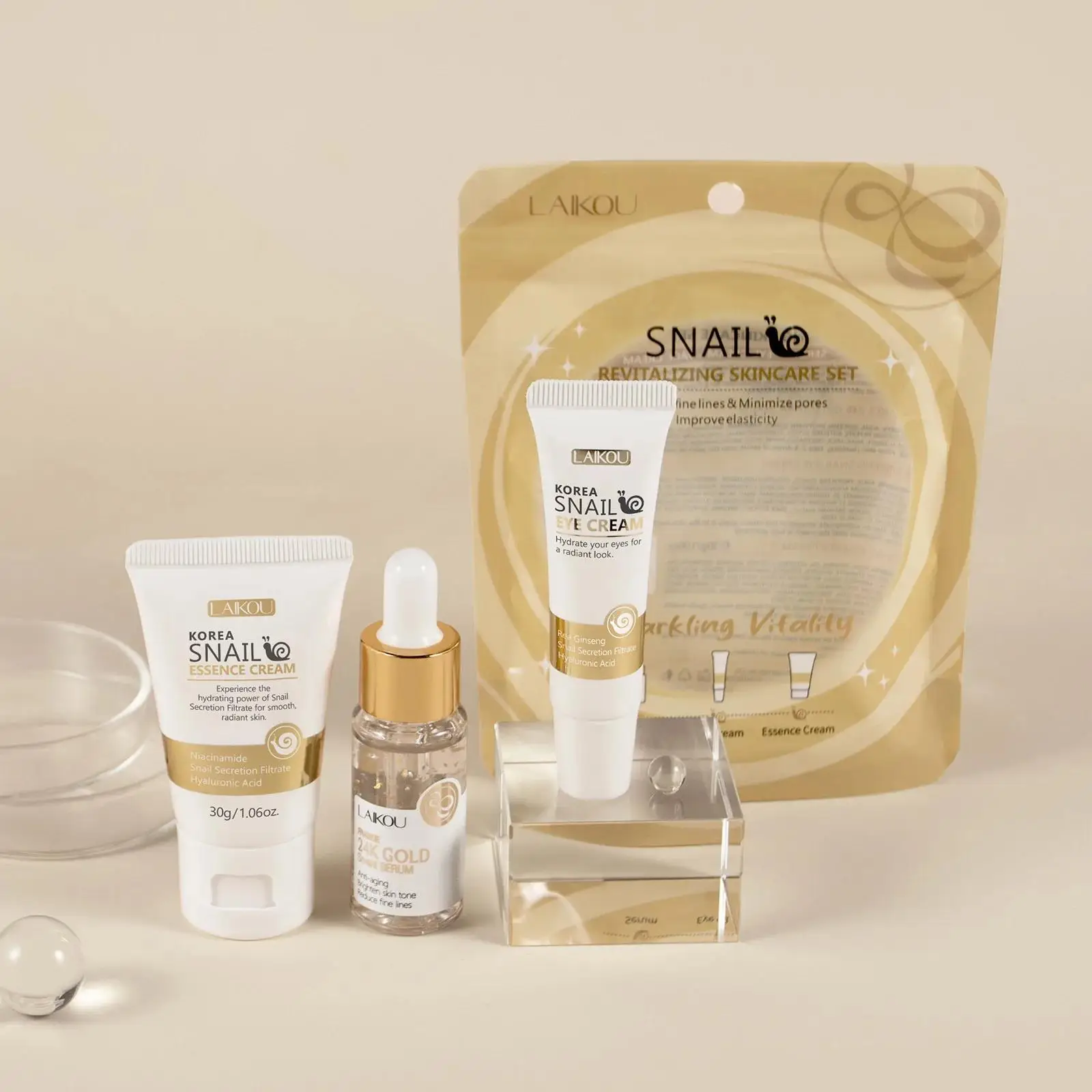 Luxury Skincare Essence - 24-каратное золото, восстанавливающая сыворотка с улиткой,
